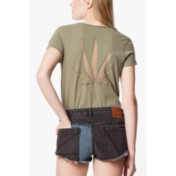 Zadig & Voltaire Story Fishnet T-Shirt Top Mesh Embroidered Green XS New 250072 - Picture 1 of 9